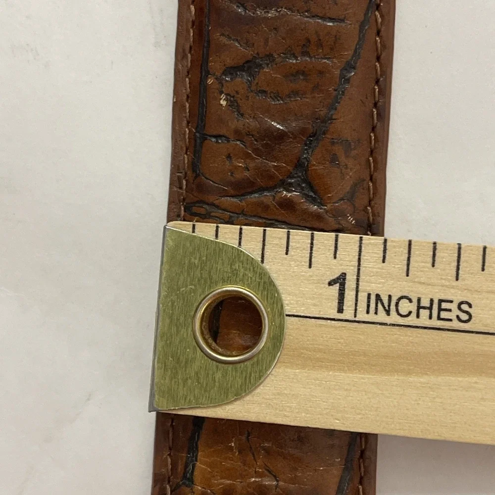 WORN Onyx Brighton Leather Belt Mens Sz 40 Brown #12506‎ Croc Alligator Embossed